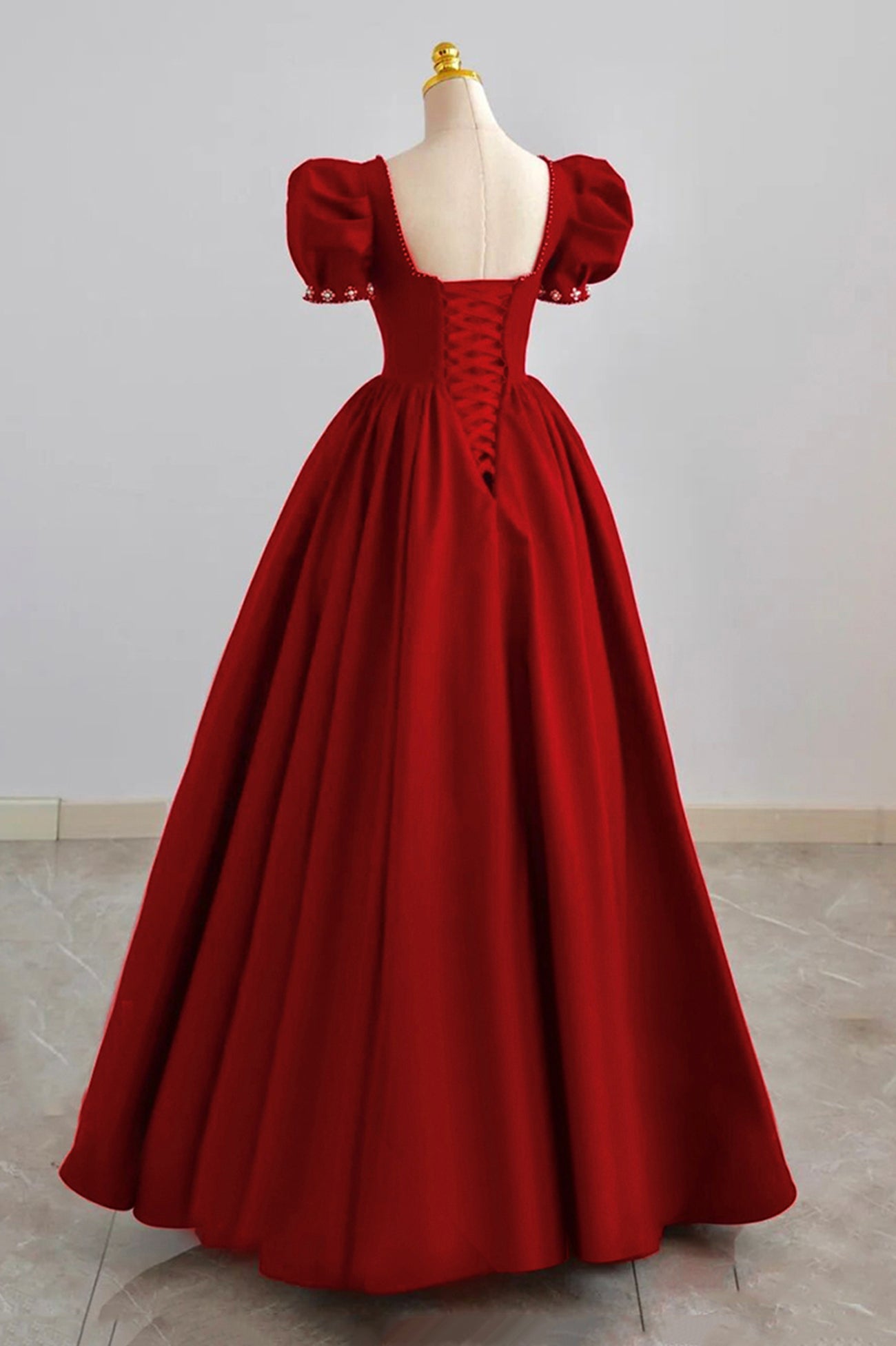 RED SATIN A LINE PROM DRESS RED EVENING DRESS S2651