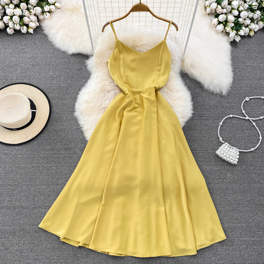 Simple V-neck Long Dresses, A-line Spaghetti Straps Party Dresses S4412