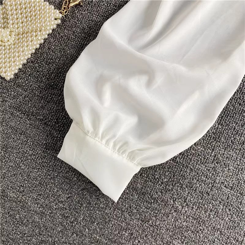 sexy rhinestone tube top shirt fashionable square neck top long sleeves S4170