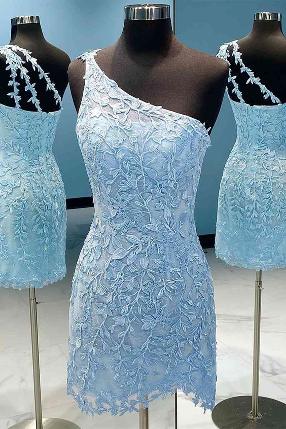 Appliques One Shoulder Bodycon Homecoming Dress S2610