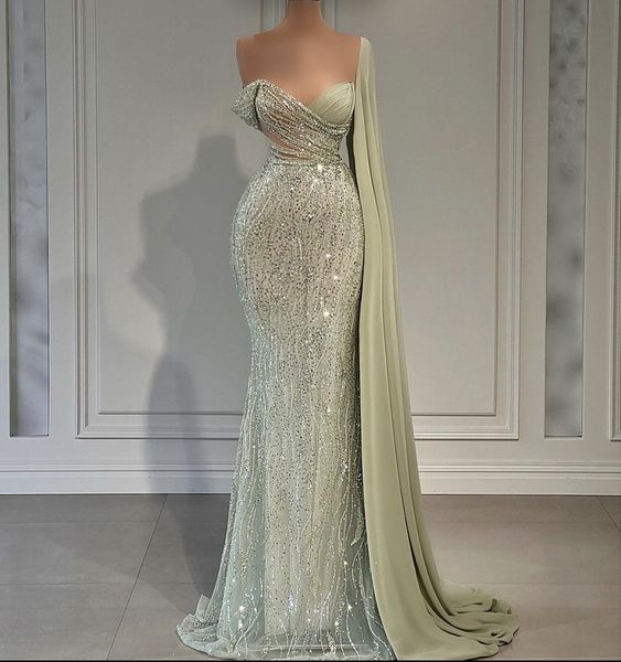 Charming Sage Tulle Long Evening Dress Sleeveless Formal Prom Dress S3800