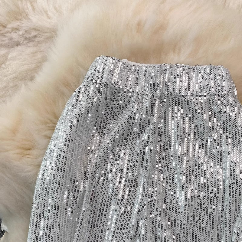new elastic waist casual trousers sequined pants S4174