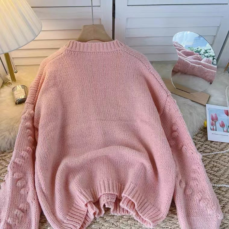 3d Flower V-neck Cardigan Sweater Crocheted Flower Sweater S4365