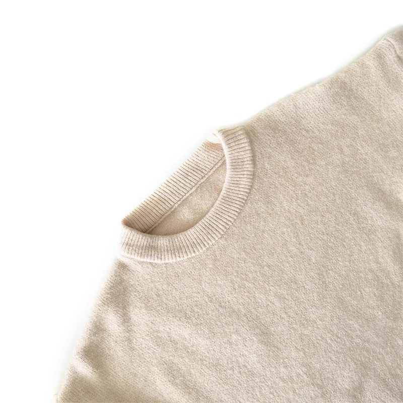 soft solid color casual round neck knitted sweater S4687