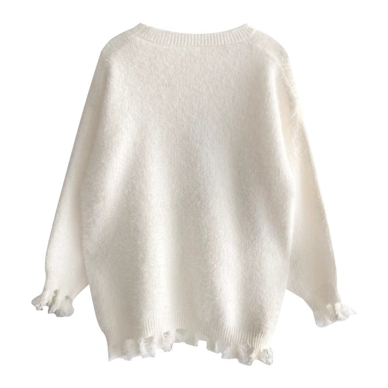 Sweet soft round neck long-sleeved knitted sweater S4723