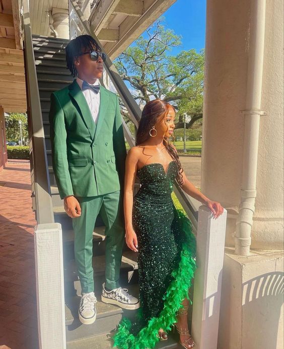 Green Sequins Long Prom Dresses, Newest Evening Party Dresses, Mermaid Prom Dresses S3735