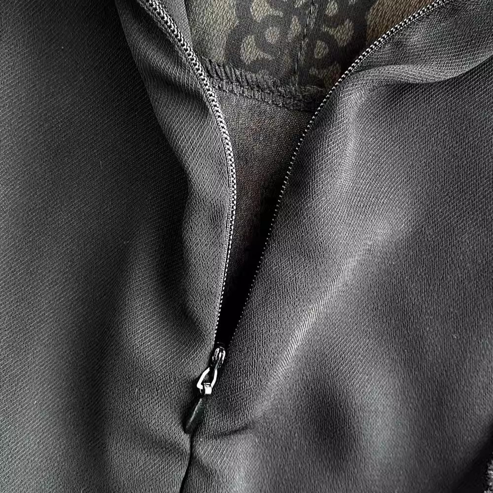 lace lantern sleeve chiffon A-line dress elegant long skirt S4309