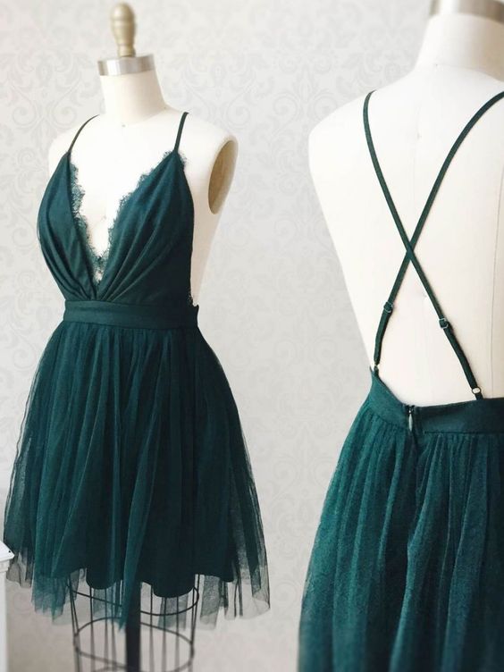 Green Tulle Lace Short Prom Dress S2710