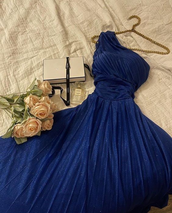 A line Navy Blue Long A-line Prom Dress, Formal Evening Dresses S3620