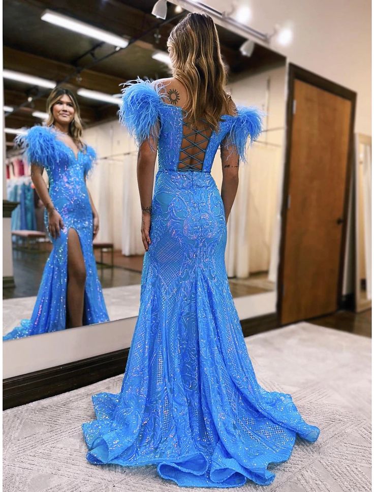 Blue Mermaid Long Formal Dress S4399