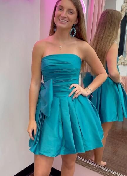 2023 Strapless Taffeta Homecoming Dress S3197