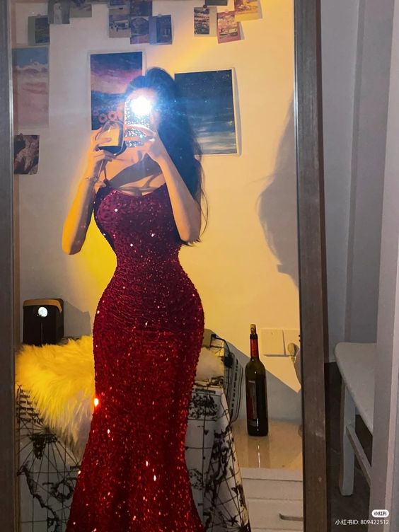 Red Mermaid Long Party Dress, Long Prom Dress S2591