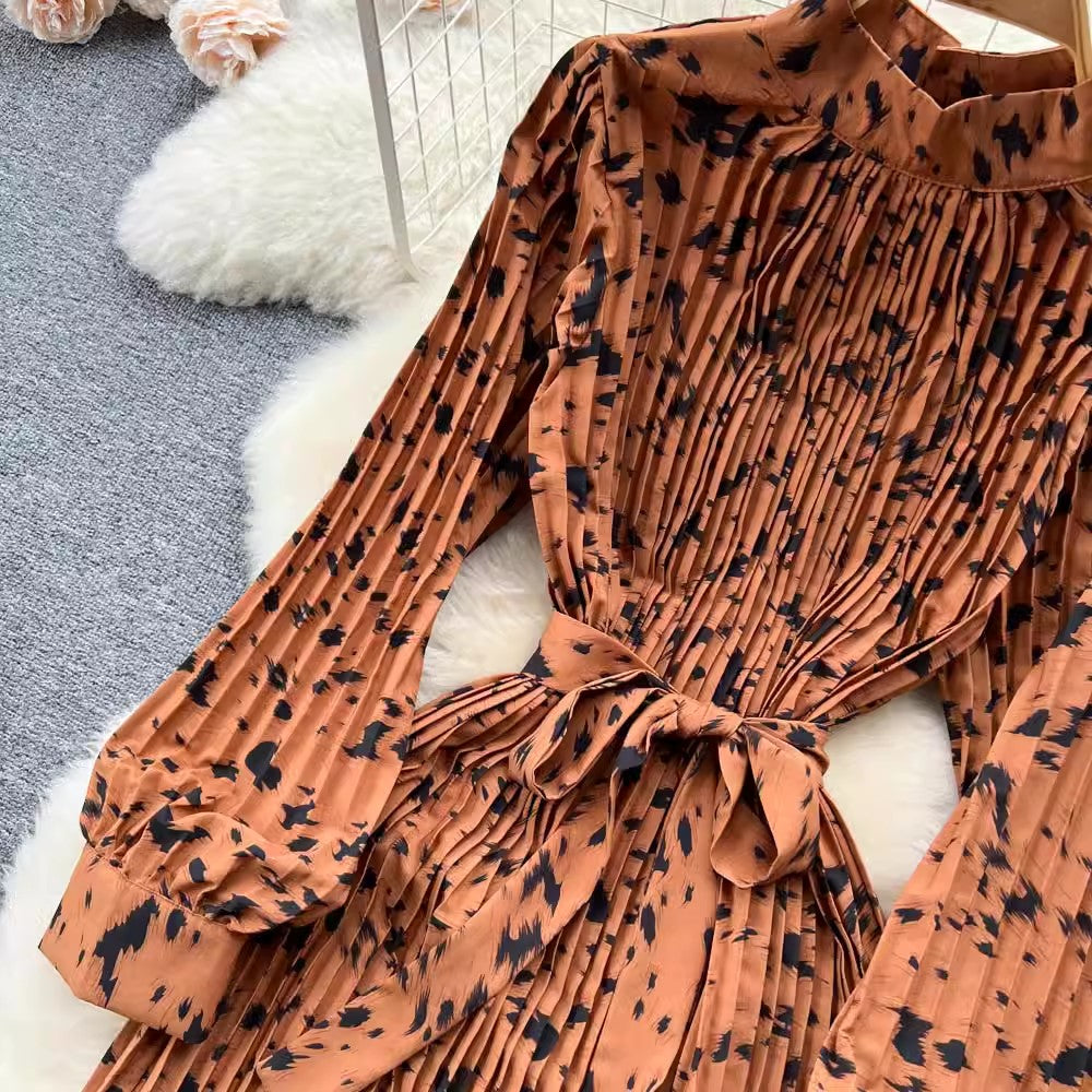 New Dress Women's Chic Pleated Long Skirt Trendy S4563