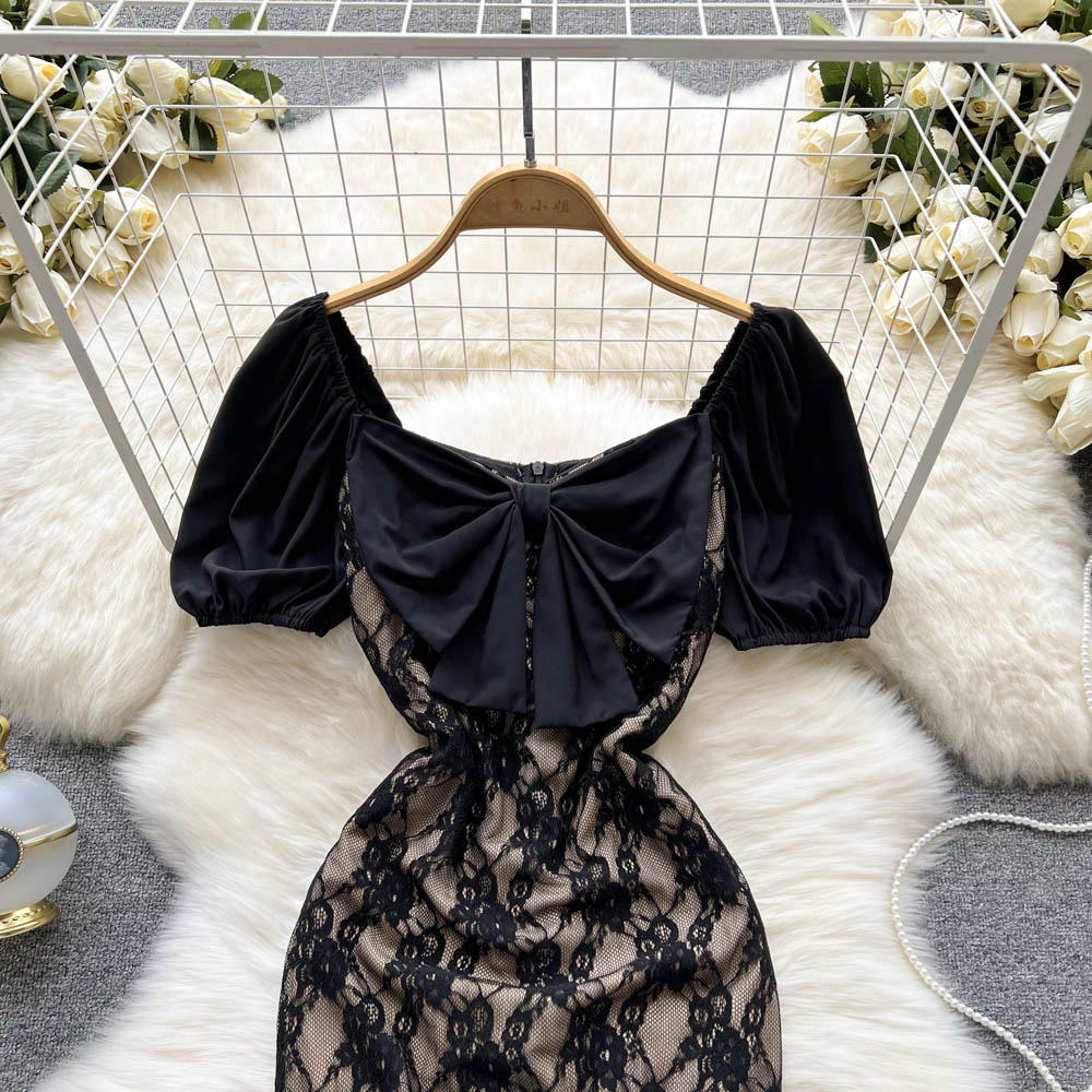 Puff Sleeve Lace Dress S4459