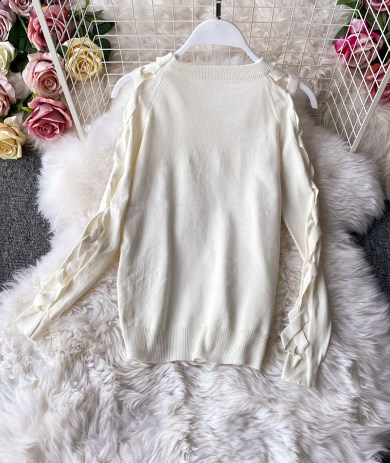 Unique Round Neck Long Sleeve Sweater S4373