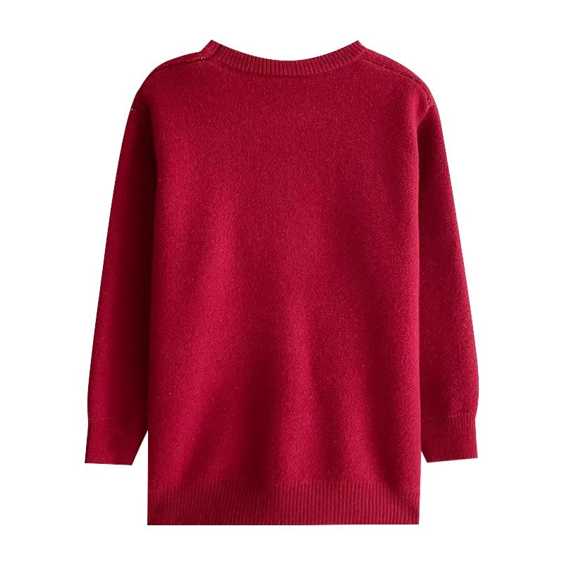 sweet and cute cartoon jacquard round neck sweater fashion knitted top S4732