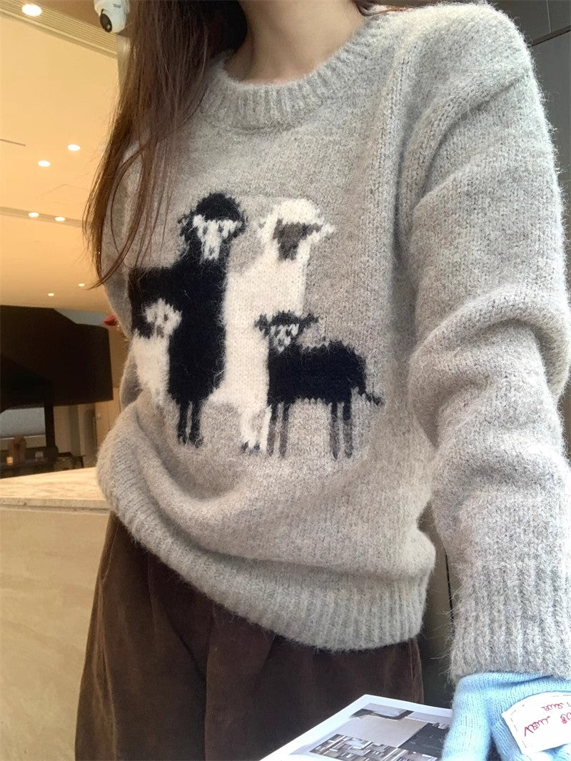 Cute soft sweater round neck top S4750