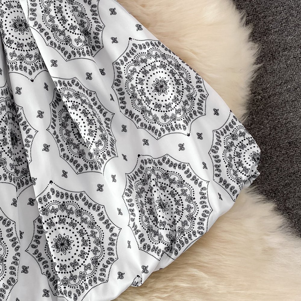 Square Neck Puff Short Sleeve A-line Puff Dress S4448