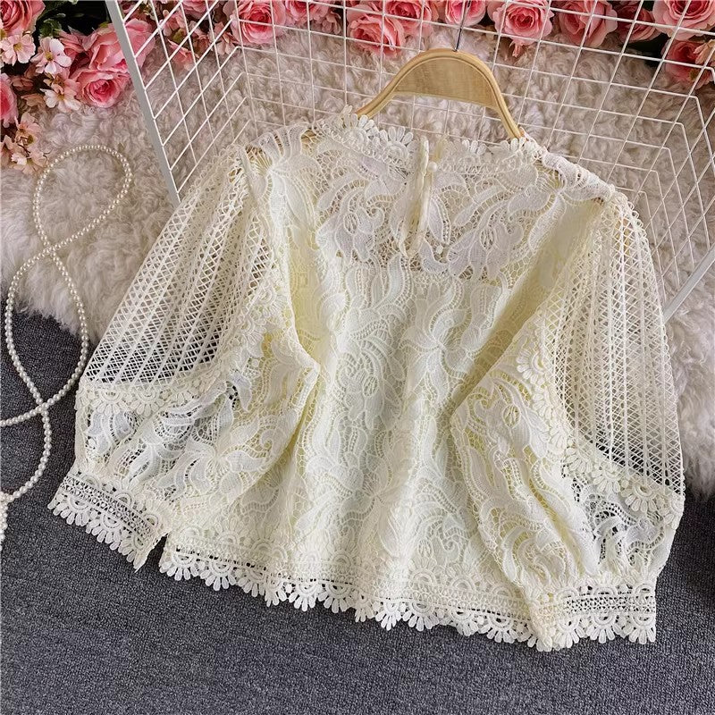 Retro short lace shirt S3910