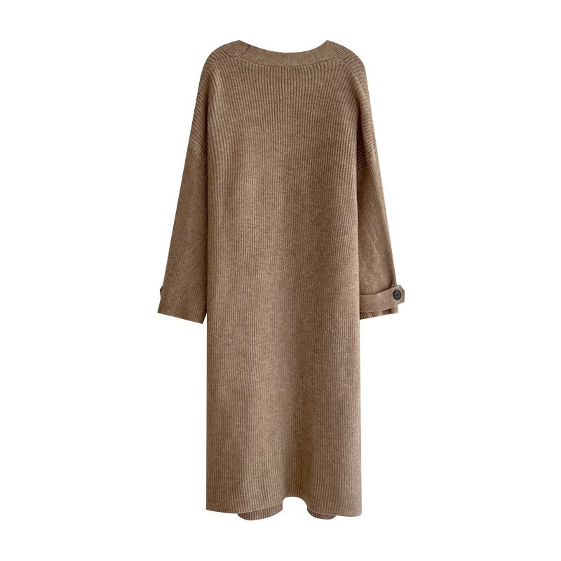 long sweater coat knee-high knitted cardigan S4762