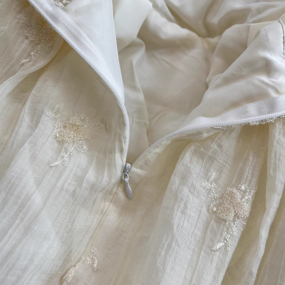 halter neck backless A-line embroidered dress S4231