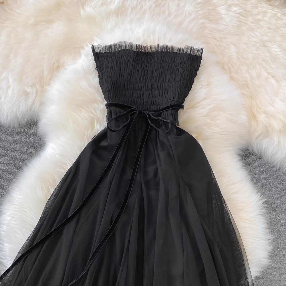 new style mid-length mesh tube top dress S4223