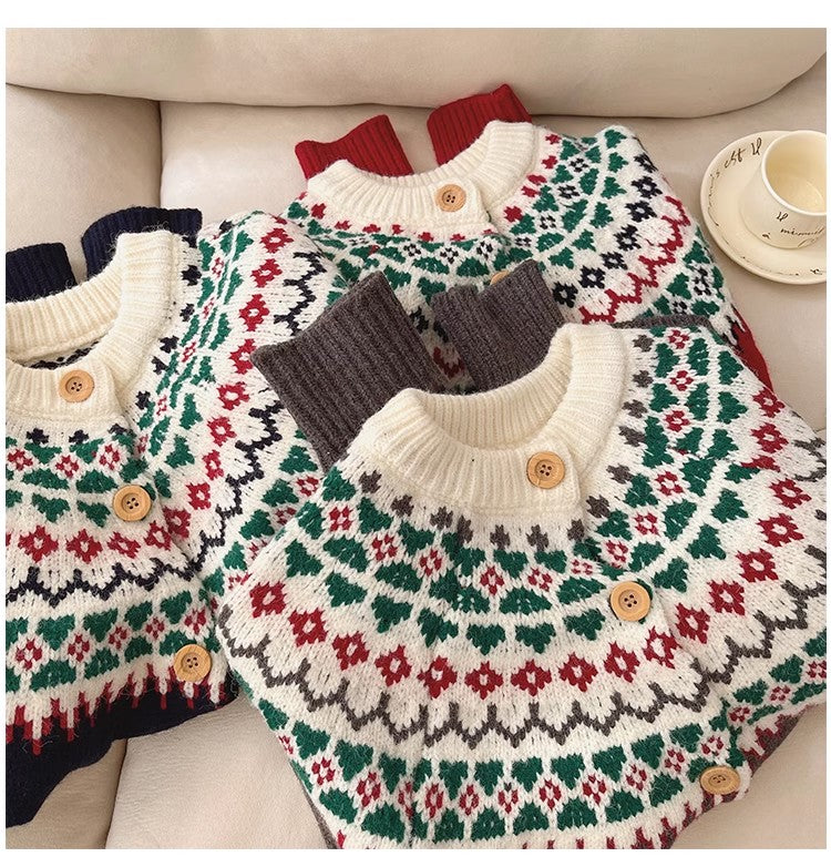 Christmas wear long-sleeved sweater jacket for women jacquard cardigan top S4817