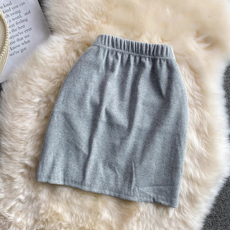 Solid Color Irregular Skirt New A-Line Short Skirt S3953