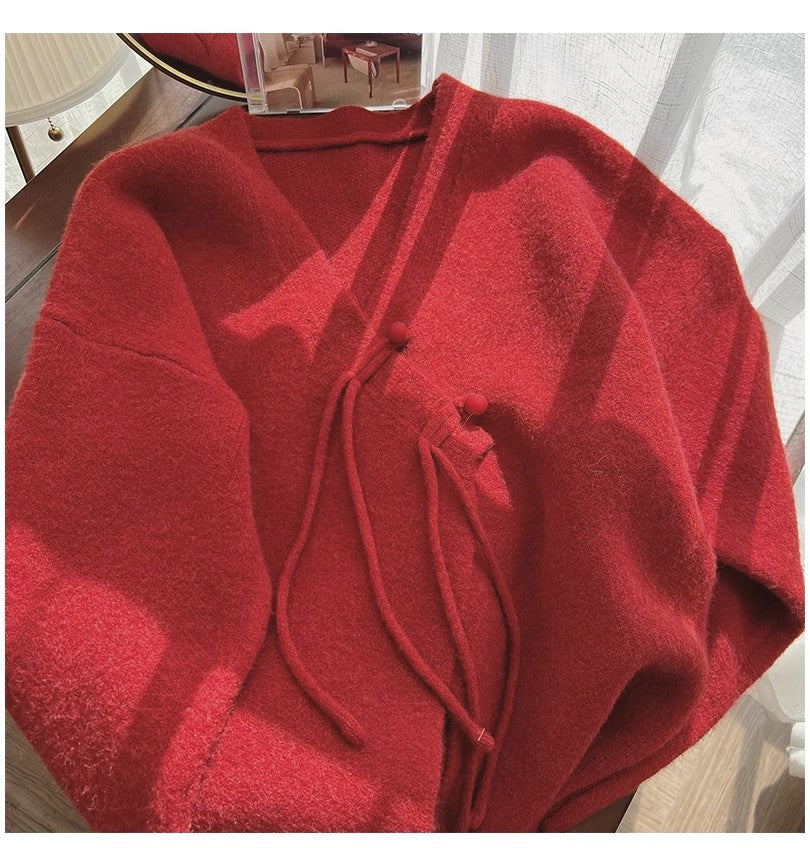 Fashionable V-neck sweater jacket for women new design soft knitted cardigan trend S4840