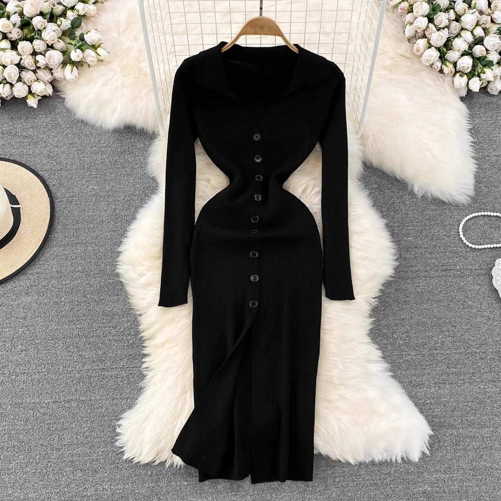 Long Sleeve Knitted Dress S4257
