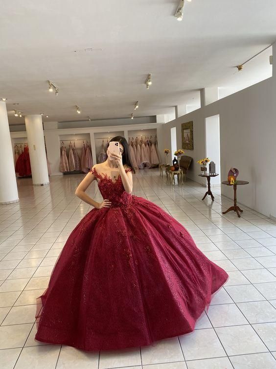 Ball Gown Burgundy Evening Dress Long Prom Dress S3175