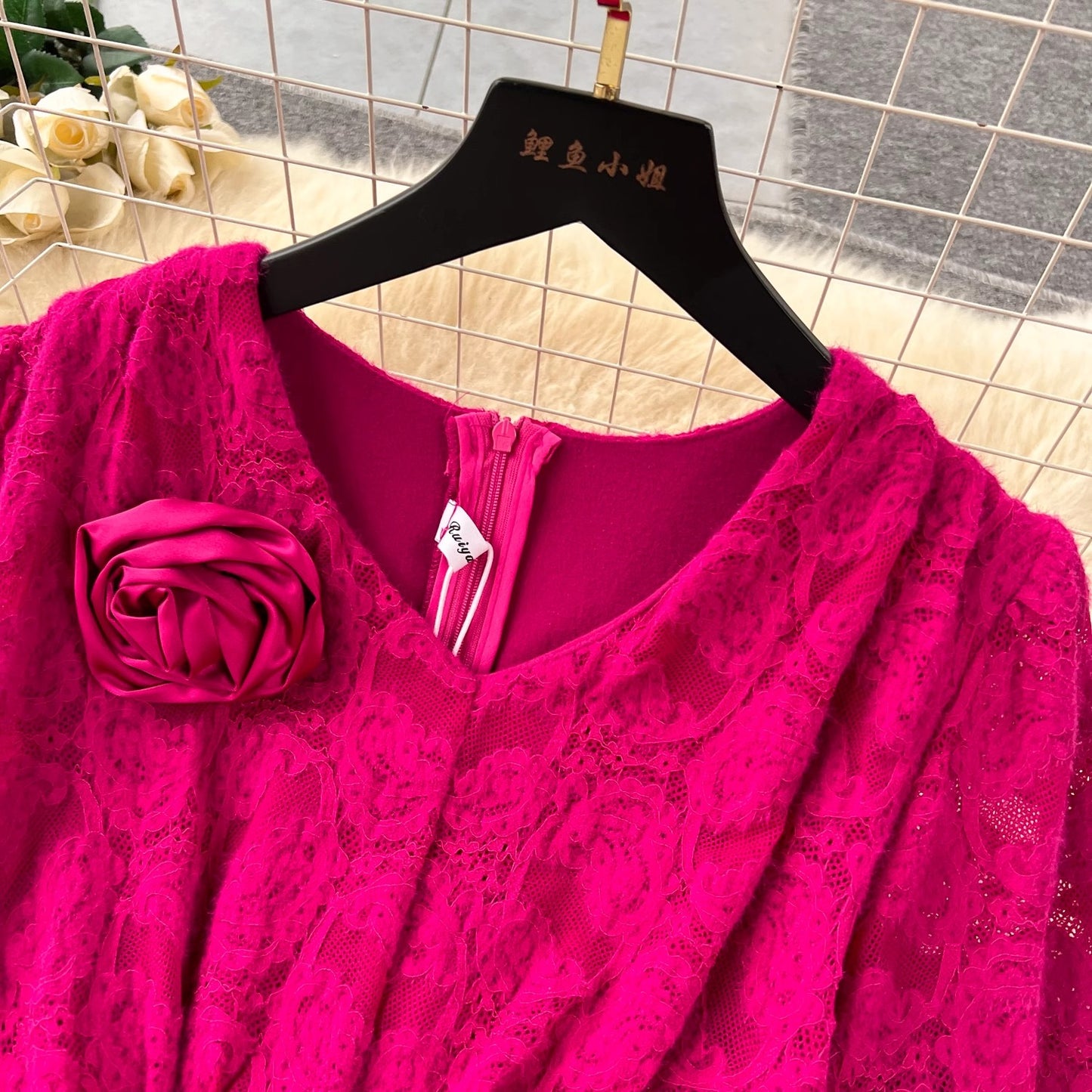 Elegant lace dress for women flower decoration dress S4651