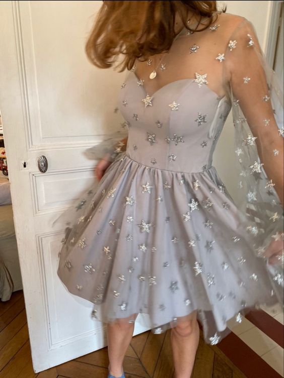 Star dress Short Prom Dress, Homecoming Dress S2911