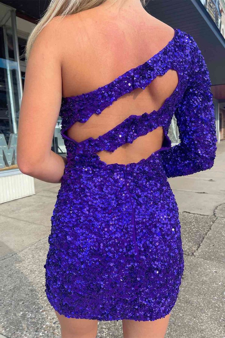 Short/Mini One Sleeves Sequins Prom Dresses Homecoming Dresses S2621