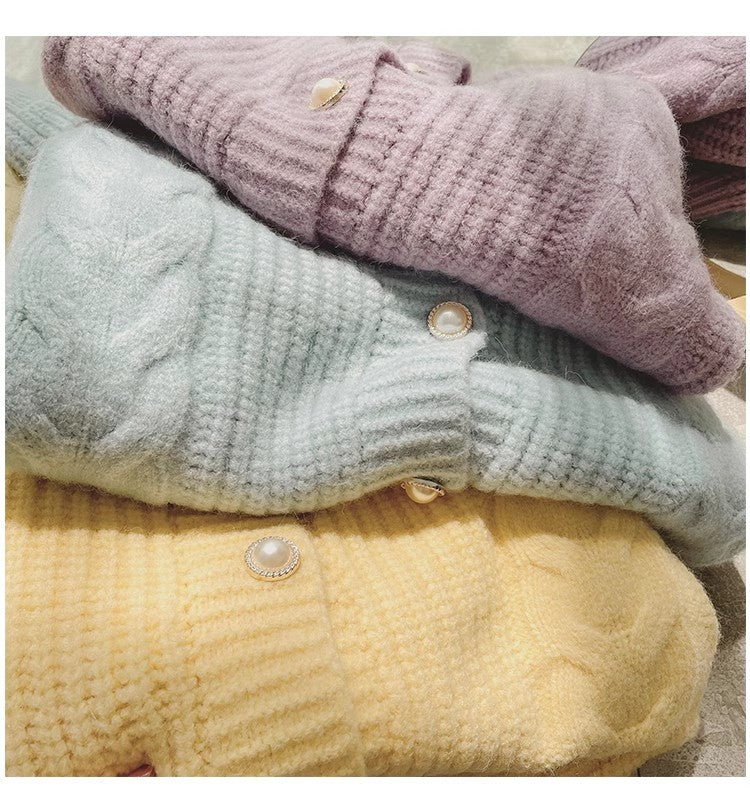 Sweater jacket women's chic soft long-sleeved knitted cardigan top S4841