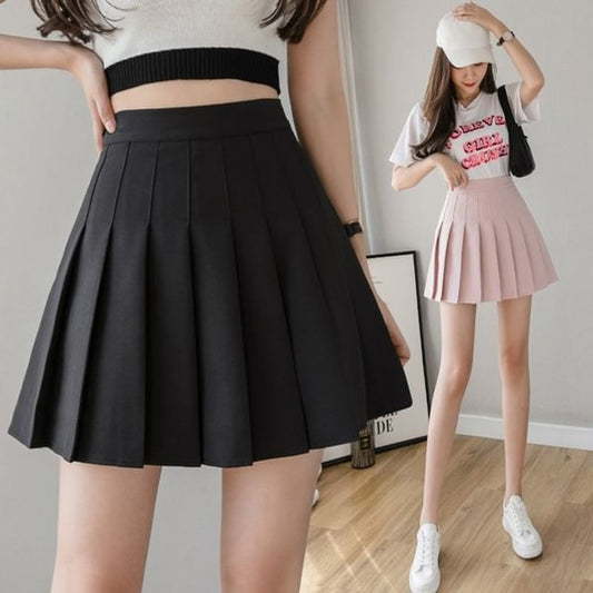 Spring Summer Korean Skirt Shorts Women High Waist Sexy Mini Skirt School Short Pleated Kawaii Japanese Pink Skirt Female     S2818