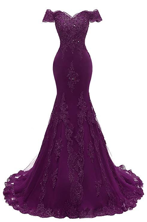 Mermaid Lace Prom Long Gowns Grape S3877