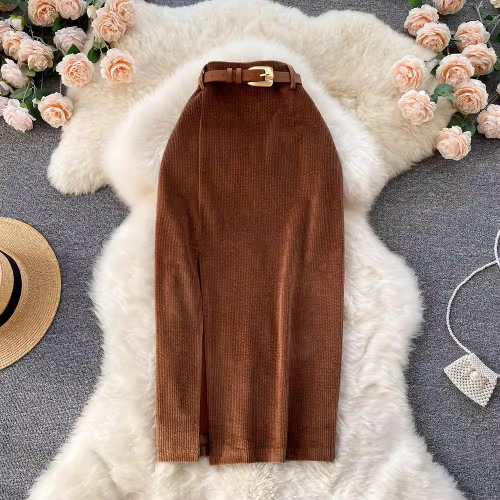 mid-length A-line skirt S4485