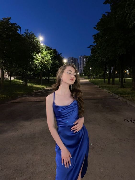 Blue prom dress blue evening dress S3253