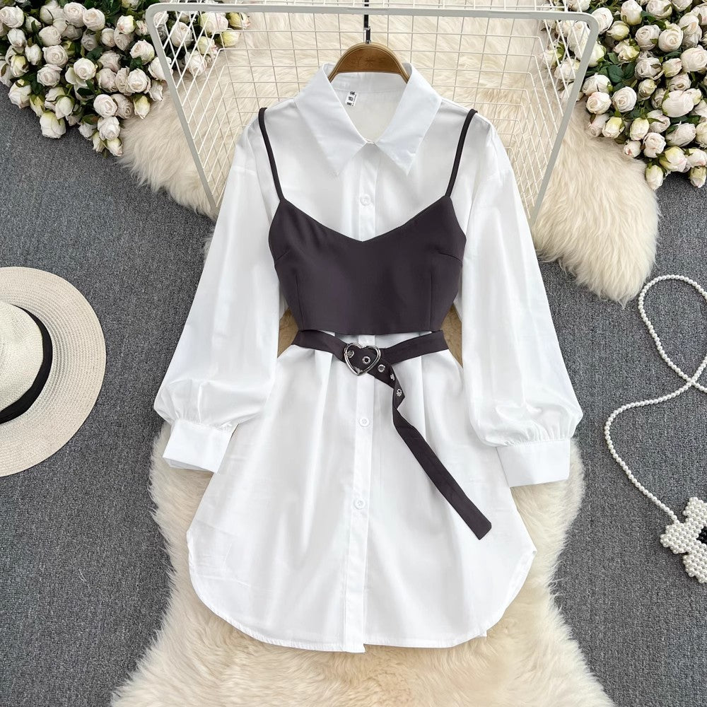 white shirt dress two-piece set S4068