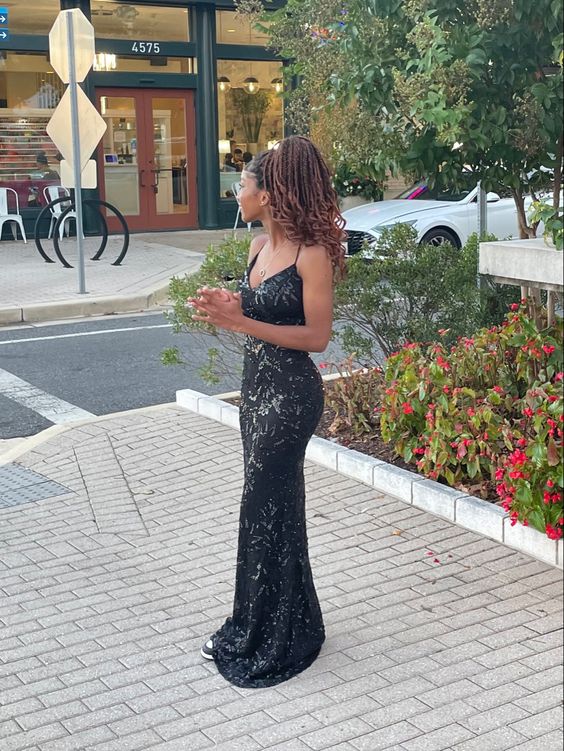 Sexy Black Mermaid Long Prom Dress S3536