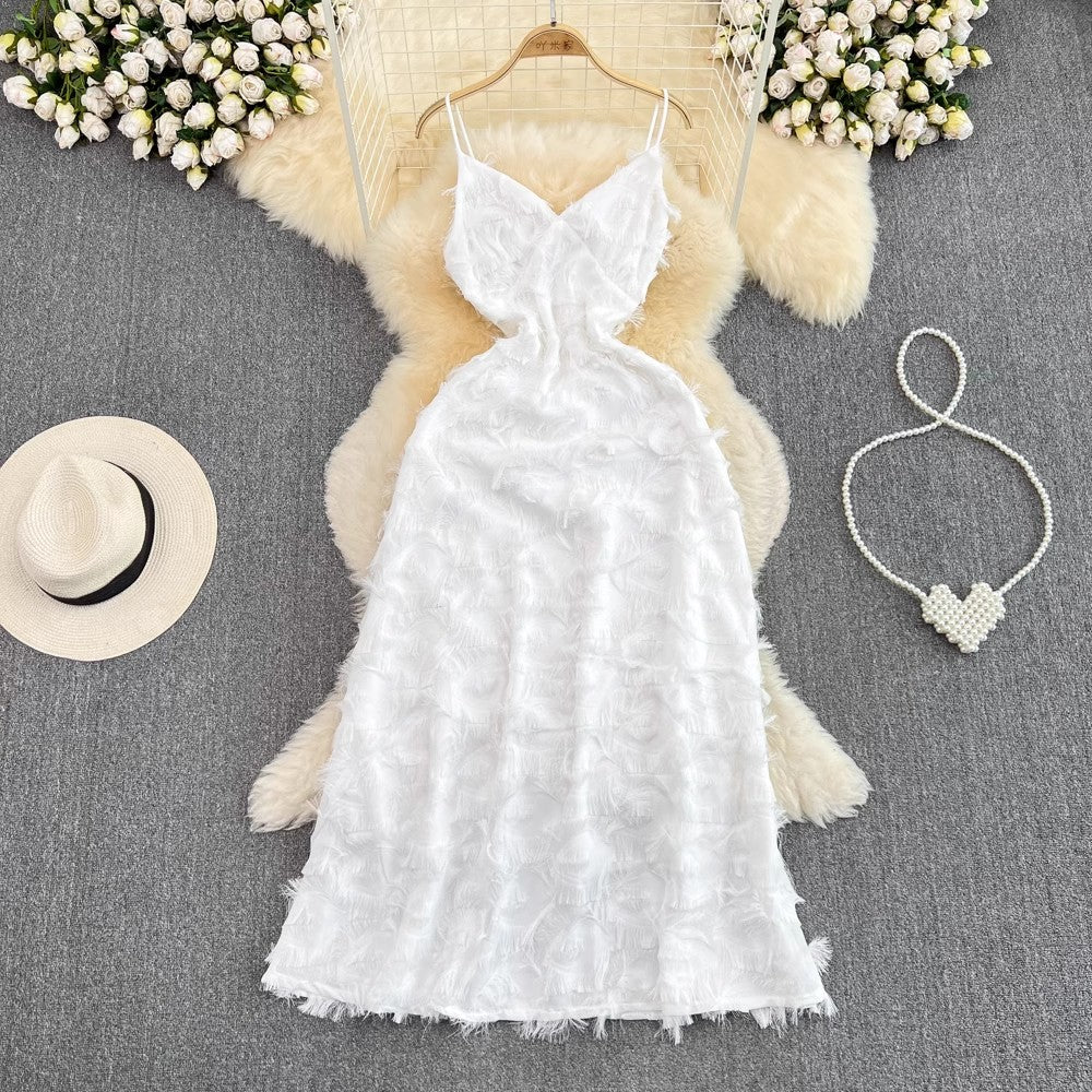 Evening dress women's banquet bridesmaid dress V-neck feather dress S3969