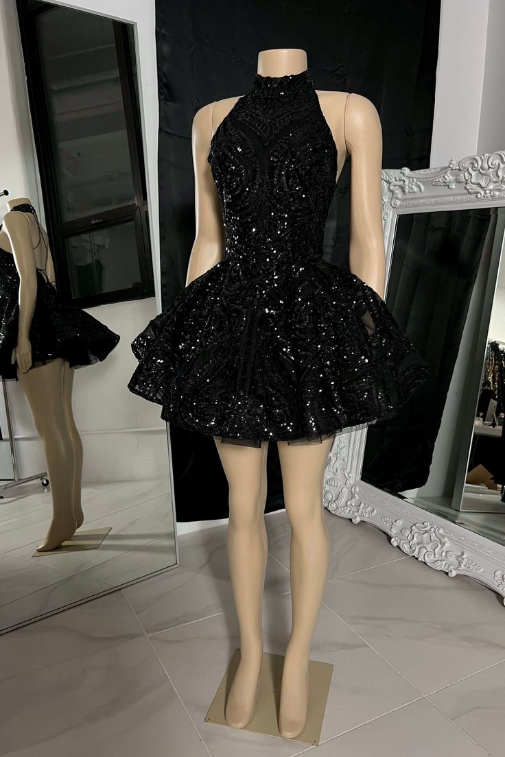 Charming High-neck Sleeveless MIni Prom Dress With Beading S3294