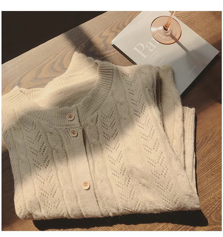 Soft cardigan sweater for women solid color knitted top jacket S4827