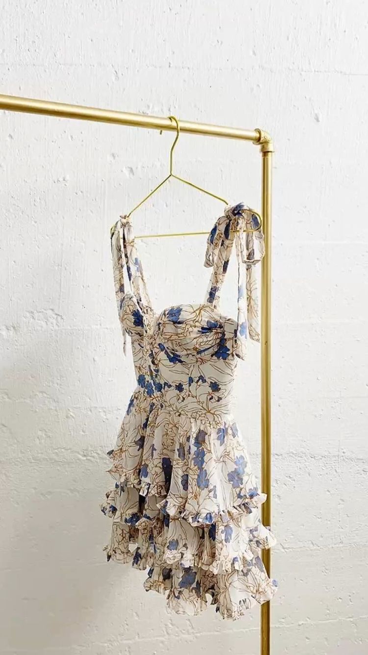 Short Prom Dresses Flower print white mini dress S3091