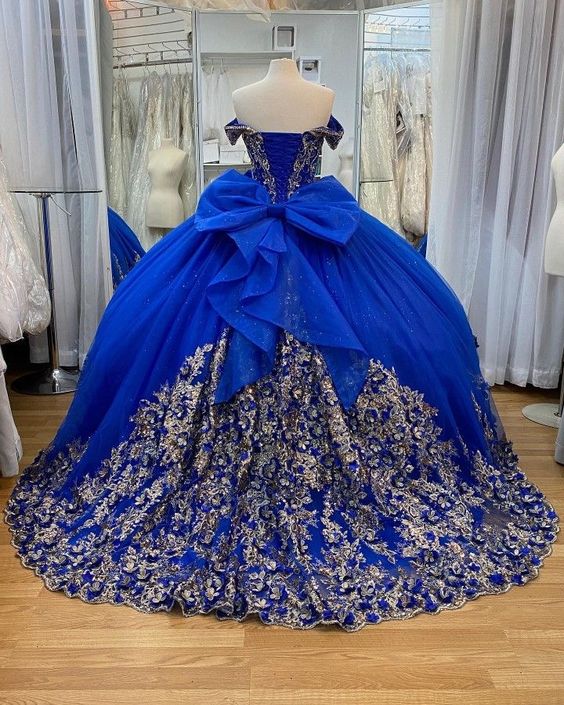Royal Blue A-Line Ball Gown Long Prom Dresses, Blue Evening Dresses S3356