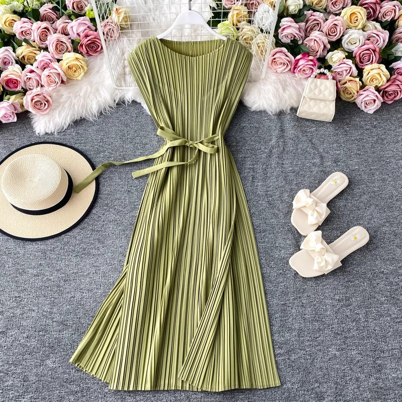 new style mid-length popular elegant pleated skirt sleeveless S4417