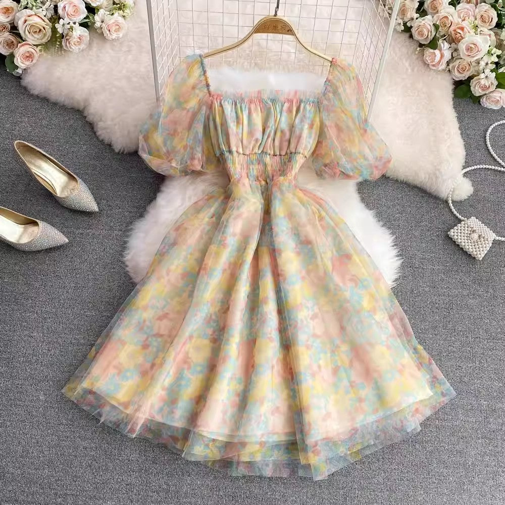 square neck floral dress new style dress S3957