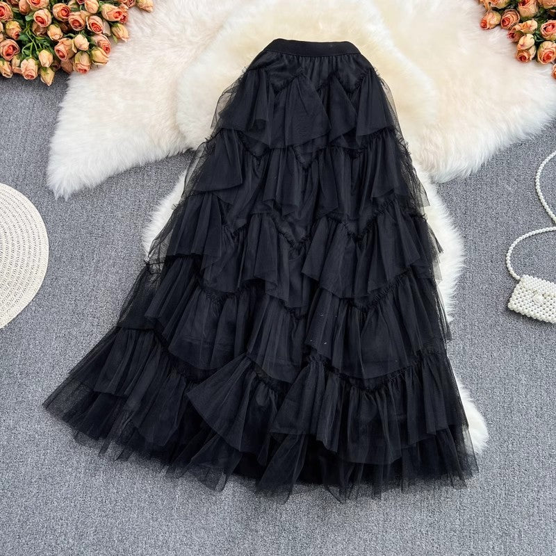 Fashionable skirt mid-length elastic waist half skirt irregular skirt S4160