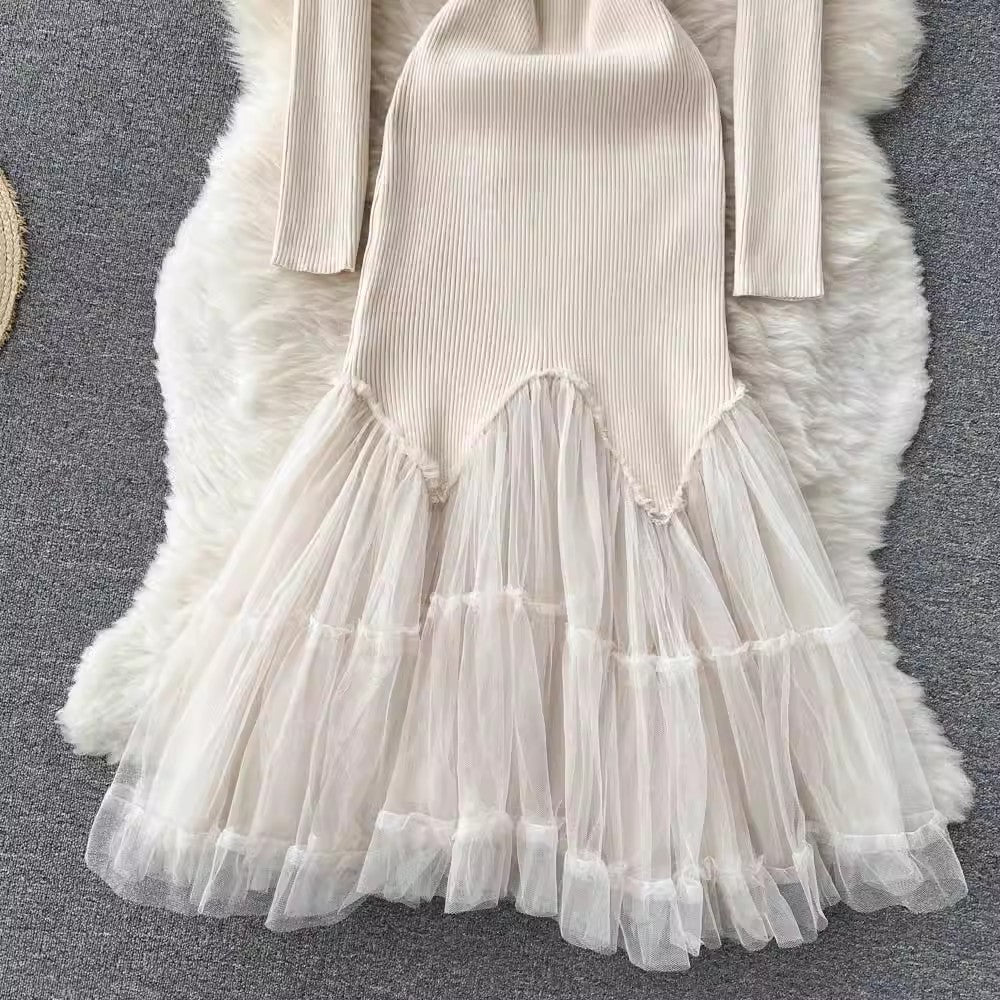 fairy dress knee-length knitted fishtail long skirt trendy S4547